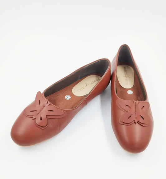Cara Almond Toe Ballet Flats (Brown)