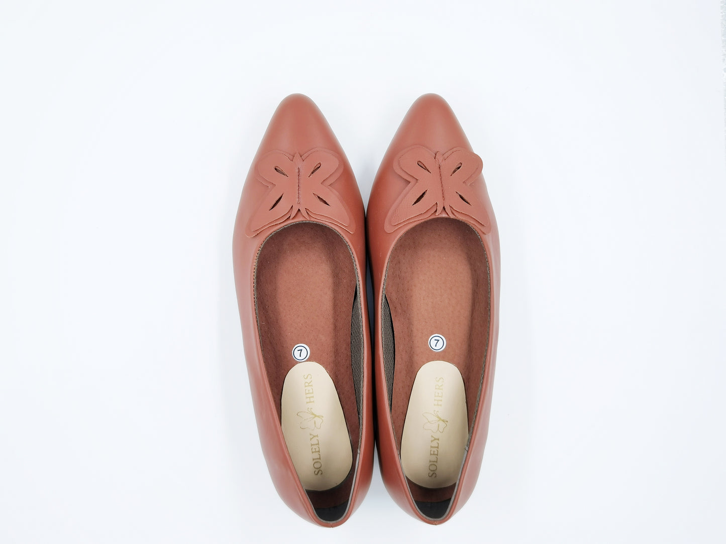 Sofia Pointed Ballet Flats (Brown)
