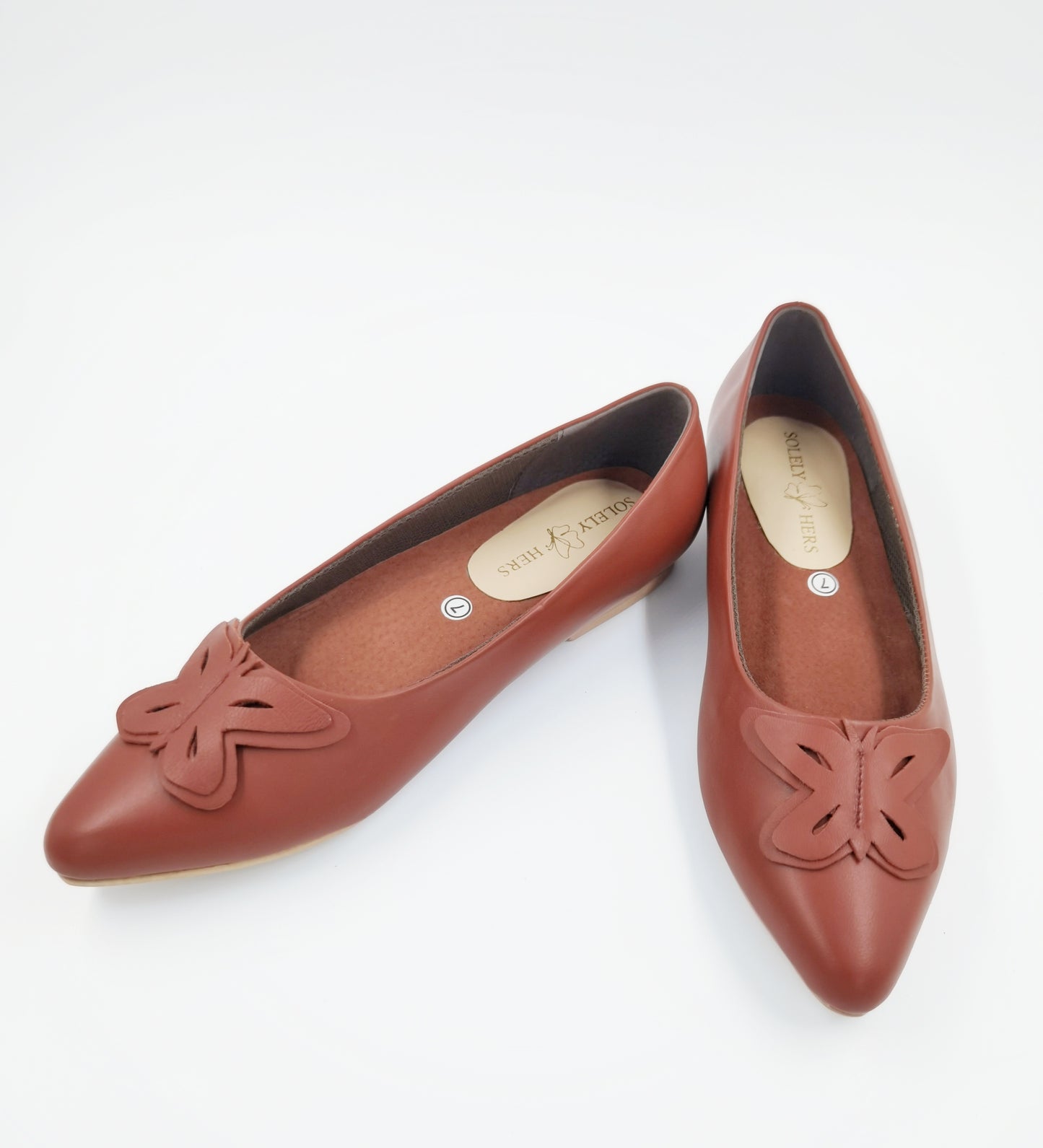 Sofia Pointed Ballet Flats (Brown)