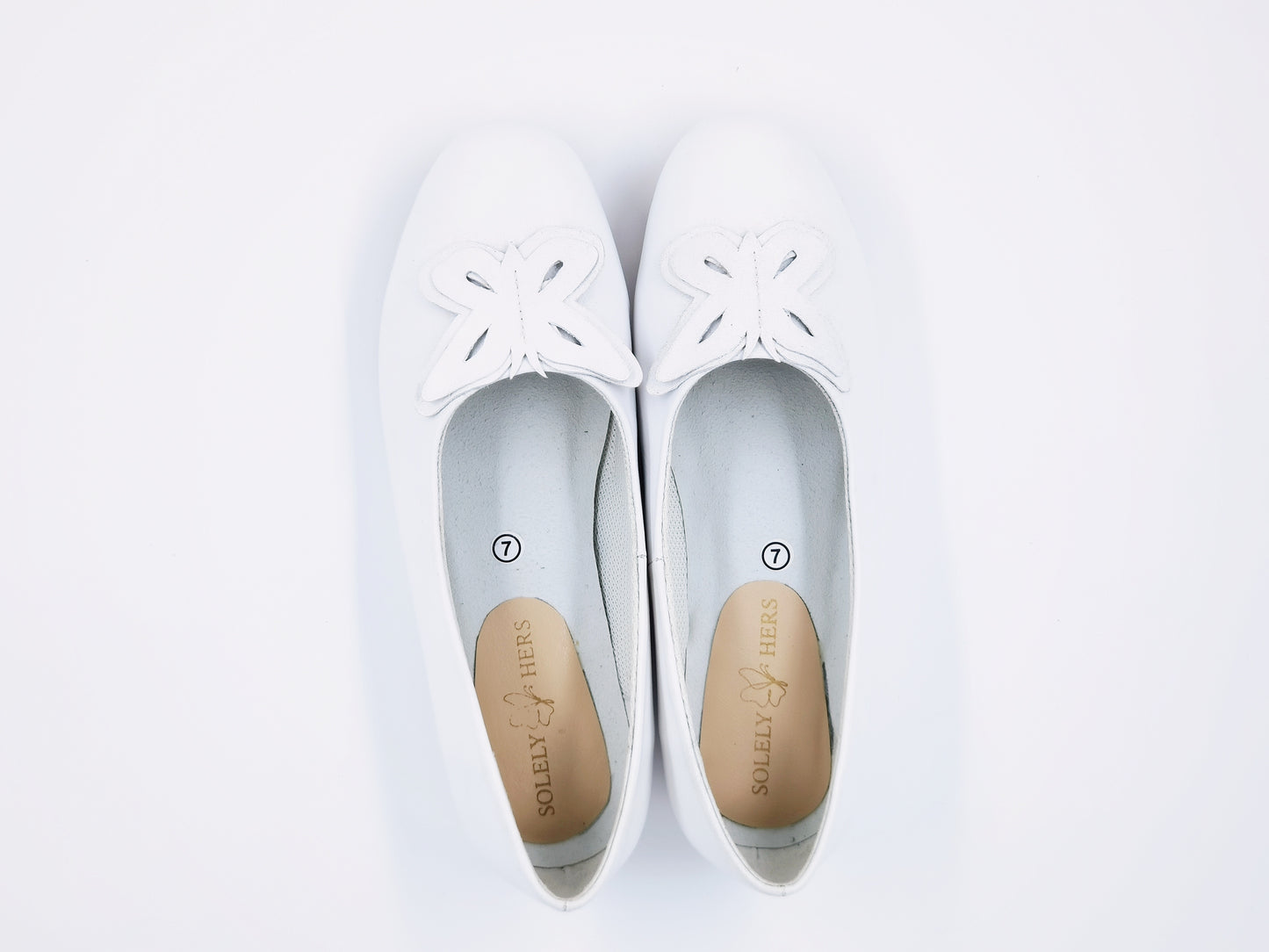 Cara Almond Toe Ballet Flats (White)
