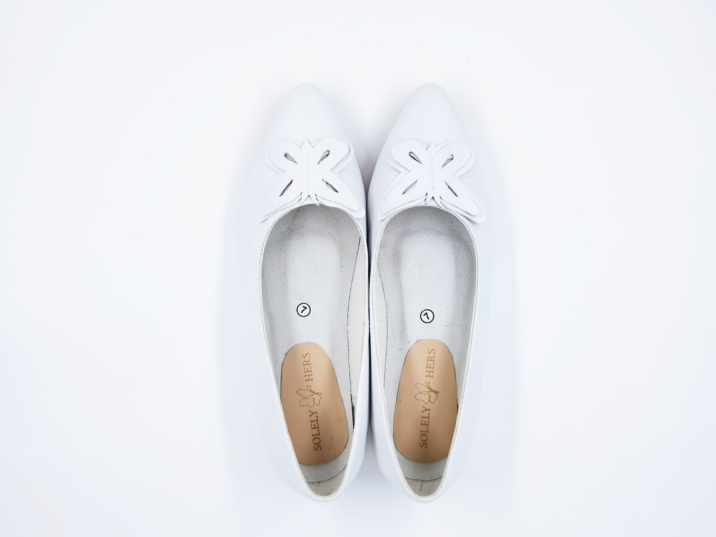 Sofia Pointed Toe Ballet Flats (White)