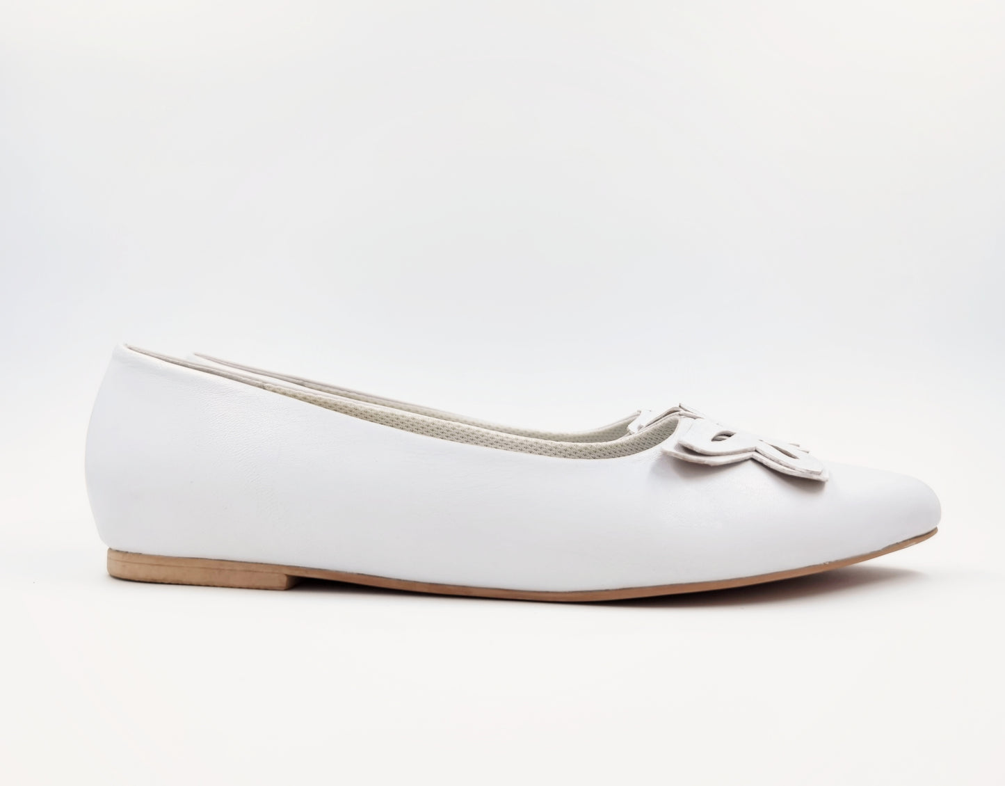 Sofia Pointed Toe Ballet Flats (White)