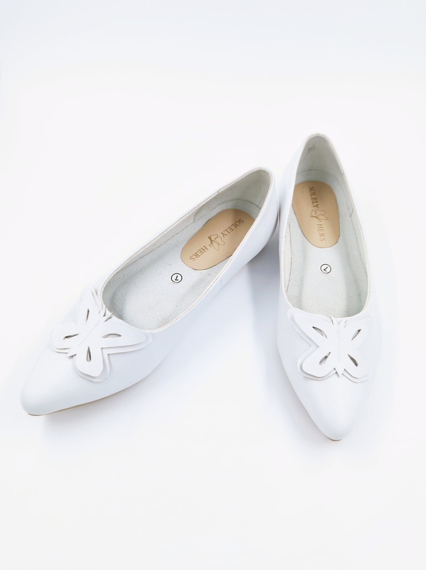 Sofia Pointed Toe Ballet Flats (White)