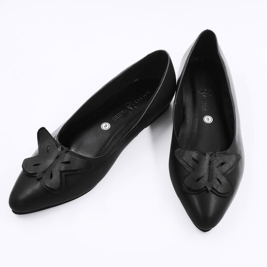 Sofia Pointed Ballet Flats (Black)
